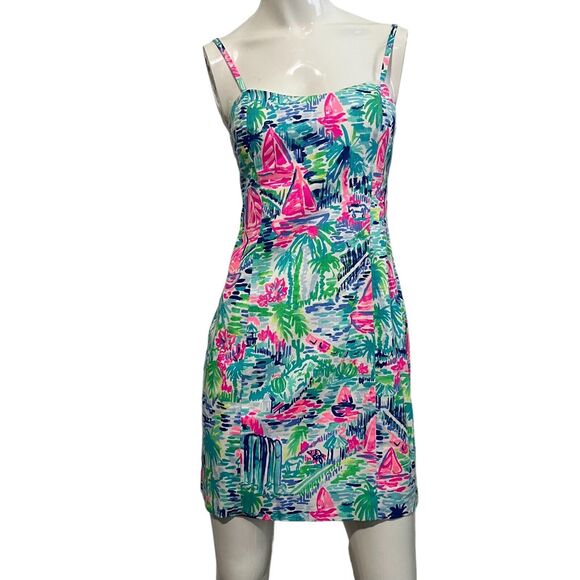 Lilly Pulitzer Women's Shelli Dress Salt in the Air Spaghetti Strap Size 0 - Picture 1 of 11